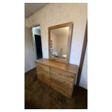MODERN FIBERBOARD 6-DRAWER DRESSER & MIRROR