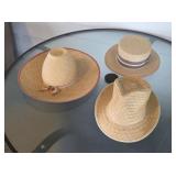 3 VINTAGE STRAW HATS