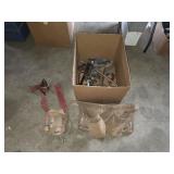 BOX LOT ASSORTED TOOL BELTS, TOOLS, ETC