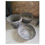 3 VINTAGE ASSORTED RUBBER FEED BUCKETS