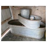 ASSORTMENT GALVANIZED FEED TANKS, ETC