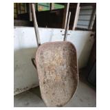 VINTAGE METAL WHEELBARROW, DOES HAVE SOME SPOTS
