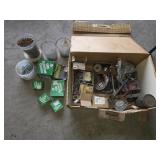 BOX LOT LARGE ASSORTMENT SCREWS, NAILS, STAPLES,