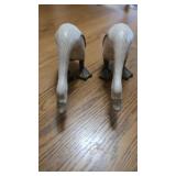 2 VINTAGE DECORATIVE WOODEN DUCK FIGURINES