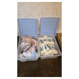2 STORAGE TOTES OF ASSORTED YARN