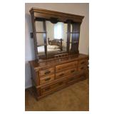 VINTAGE OAK 8 -DRAWER DRESSER & MIRROR