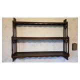 VINTAGE DARK PINE 3-TIER WALL SHELF