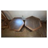 2 VINTAGE HEXAGON END TABLES