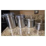 SET OF 4 STAINLESS CANISTERS