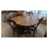 5 PC VINTAGE OAK DINING TABLE SET - TABLE, 2