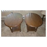 PAIR OF OAK ROUND END TABLES