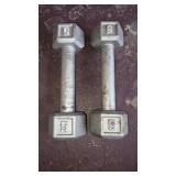 PAIR OF CAST IRON 5 LB DUMBBELLS