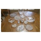 BOX LOT 13 PCS VINTAGE CLEAR GLASSWARE