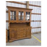 Keller oak two-piece kitchen hutch