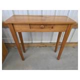Modern pine single drawer hallway table, 11.25x30