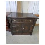 Vintage three drawer, single door storage