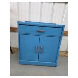 Modern teal upcycled rolling storage cart,