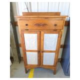 Decorative wood 3-door storage cabinet w/ tin