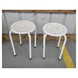 Two vintage metal 18 inch packable bar stools