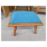 Vintage wood frame upholstered foot stool, 12.5 x