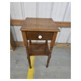 Vintage oak single drawer side table, 13.25 x