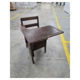 Vintage solid oak school desk, came from the Zion