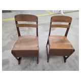 Vintage metal frame school desk chairs, these
