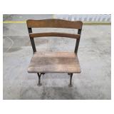 Vintage cast iron frame school desk chair/bench,