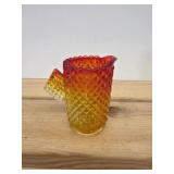 vintage Kanawha Glass diamond-point amberina mini