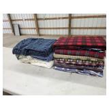 Box lot miscellaneous flannel plaid yardage and