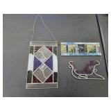 Three pieces assorted vintage stained glass