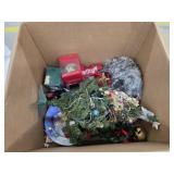 Box lot assorted Christmas decor, gift boxes,