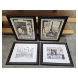 4-piece collection of Paris-themed framed wall