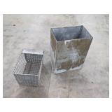 Vintage galvanized box and wire mesh bin
