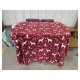 Decorative red and white reindeer holiday throw