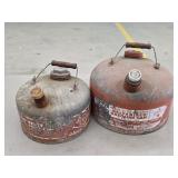 Two vintage galvanized gas cans