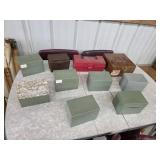 10 assorted vintage storage boxes