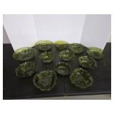 Assorted vintage green glass bowls