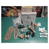 VINTAGE LYON METAL BASKET W/ ASSORTED VINTAGE