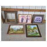 Assorted oil paintings, wall hangings and picture