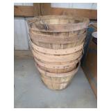 6 wooden half bushel baskets