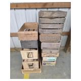 Assorted vintage fruit crates