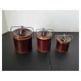 Three assorted vintage cheese crocks