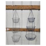 3 metal collapsible hanging storage baskets
