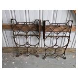 pair of antique cast iron treadle sewing machine