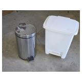 Rubbermaid 8 gallon & chrome 6 gallon step trash