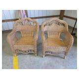 Two wicker patio chairs