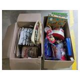 Two boxes miscellaneous Christmas decor and more