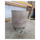 Large outdoor pottery planter with stand, 14.5 x