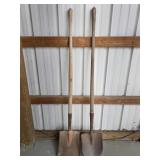 Hardwood handle flat nose and spade shovels